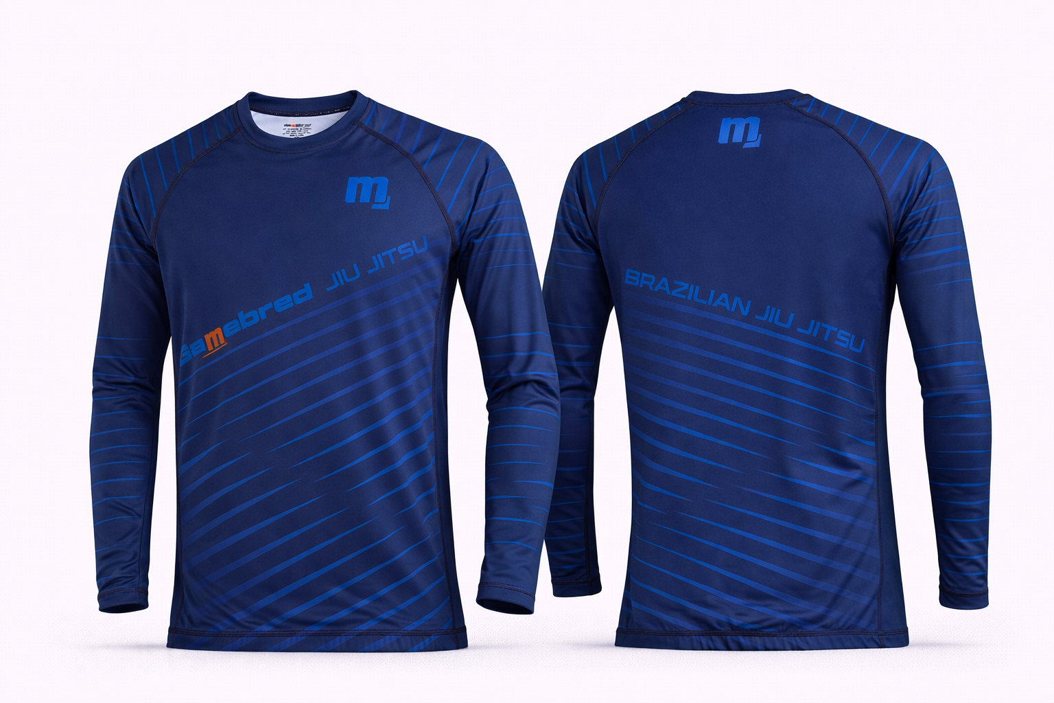 Gamebred Blue Stripe Long Sleeve Rash Guard | Jiu-Jitsu · No-Gi · MMA